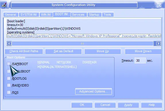 Повреждены настройки safeboot windows 7